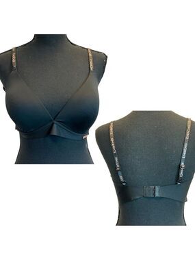 BEBE black logo strap bra Sz 36D